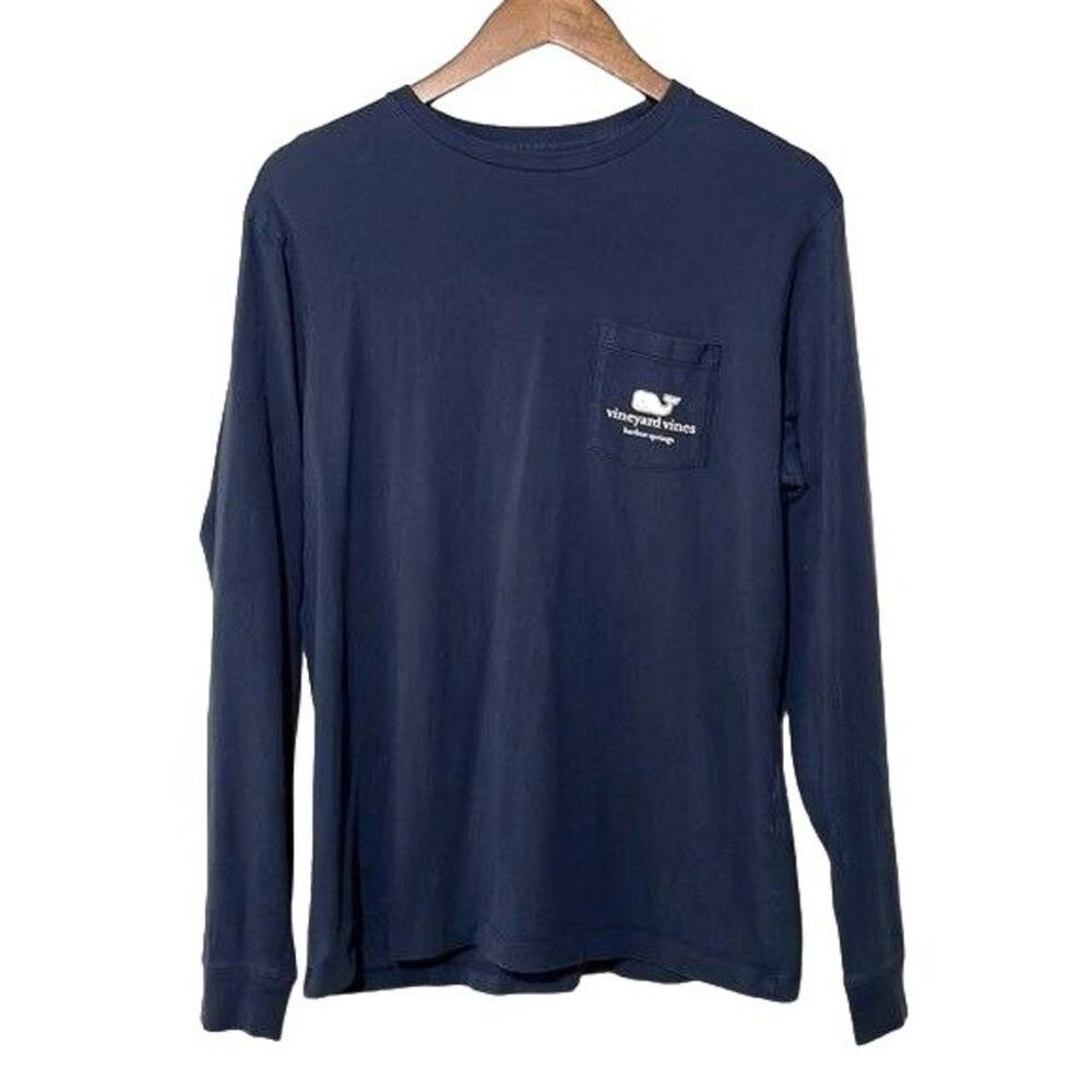 Vineyard Vines Harbor Springs Whale Long Sleeve Pocket Tee Navy Medium - Picture 2 of 6